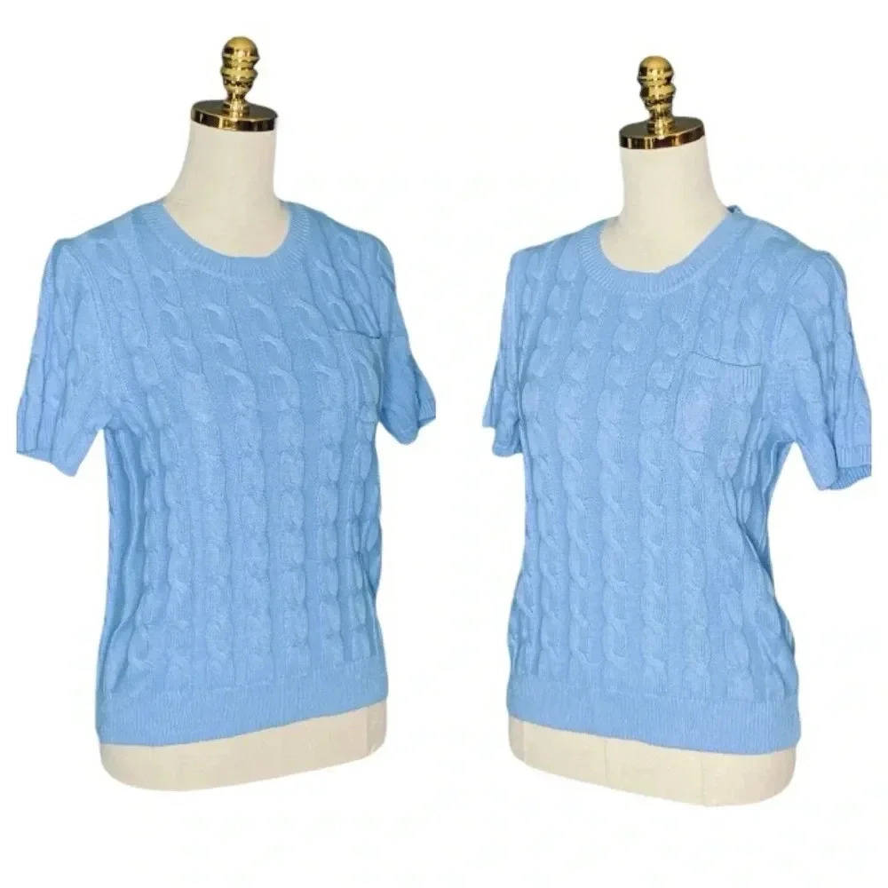 J. Crew Light Blue Cable Knit Sweater - Picture 4 of 8